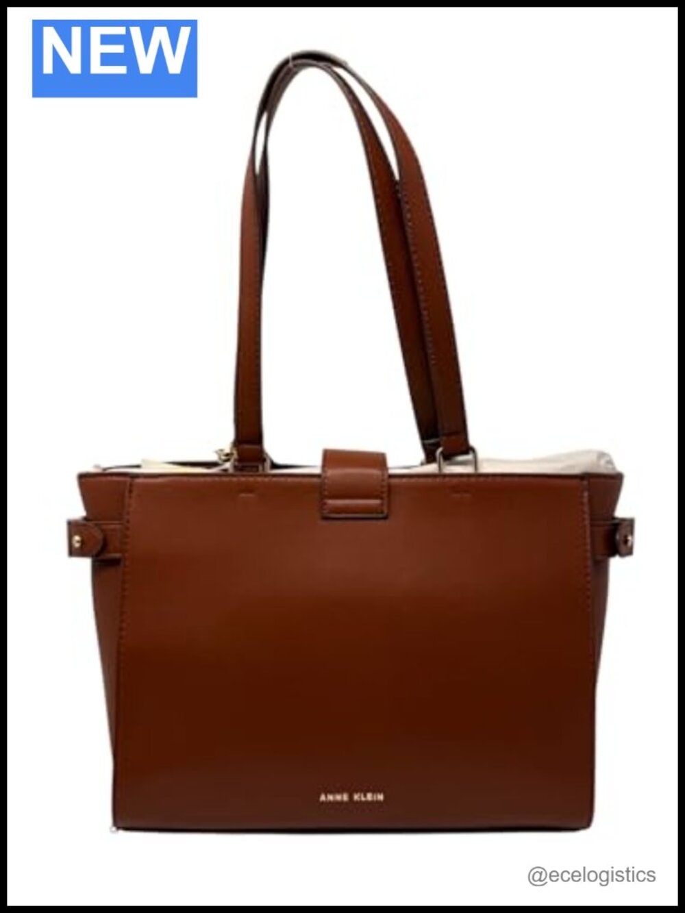 Anne Klein Triple Lock Tote Faux Leather Shoulder Bag